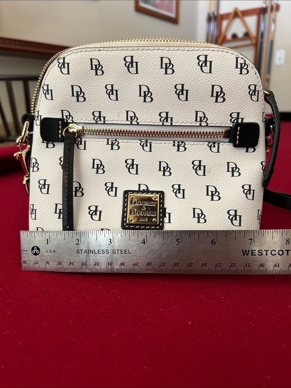 Dooney & Bourke Gretta White Monogram Crossbody with Black Trim - Picture 3 of 11